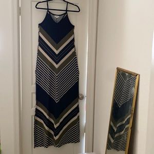 Exist Black, Cream, and Olive A-Line Maxi Dress